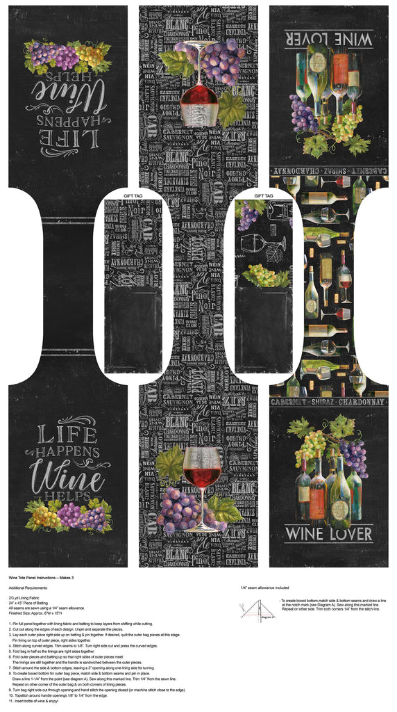 Life Happens Wine Helps - Wine Tote Panel