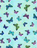 Utopia - Butterflies with Gold Metallic - Aqua