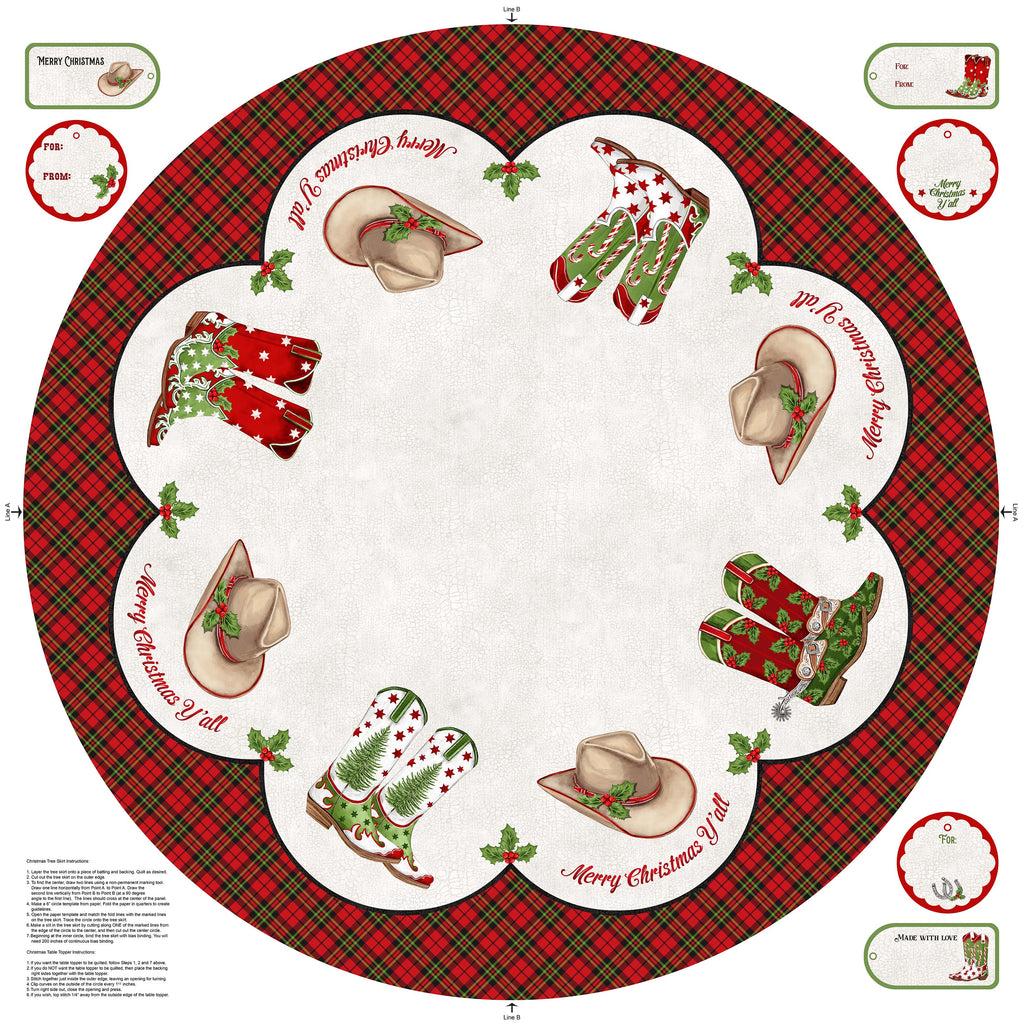Howdy Christmas - Cowboy Christmas Tree Skirt Panel