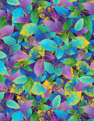 Utopia - Blue Leaves Packed with Gold Metallic