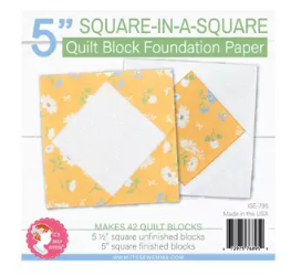Square in a Square Quilt Block Foundation Paper - 5"