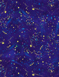 Utopia  - Small Gold Metallic Paint Splatters - Blue - Fat Eighth