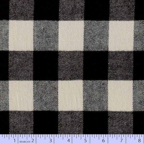 2 Sided Woven Flannel - Buffalo Plaid White and Black