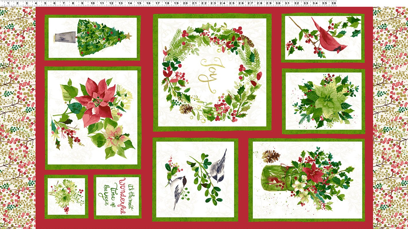 Merry & Bright Christmas Advent Panel - Multi Colour with Metallics